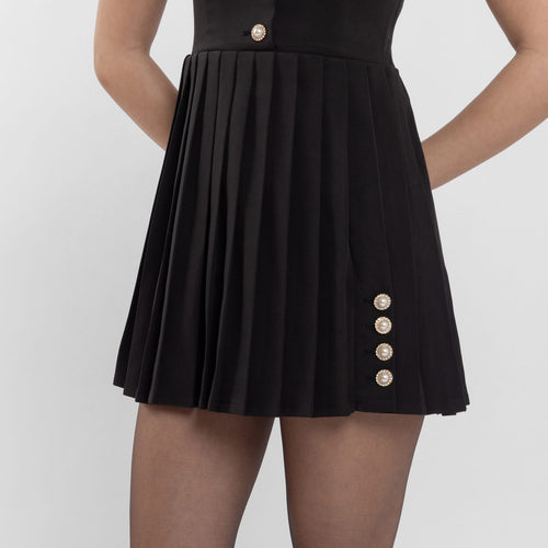 Black Collar Neck Mini Dress (Honey)