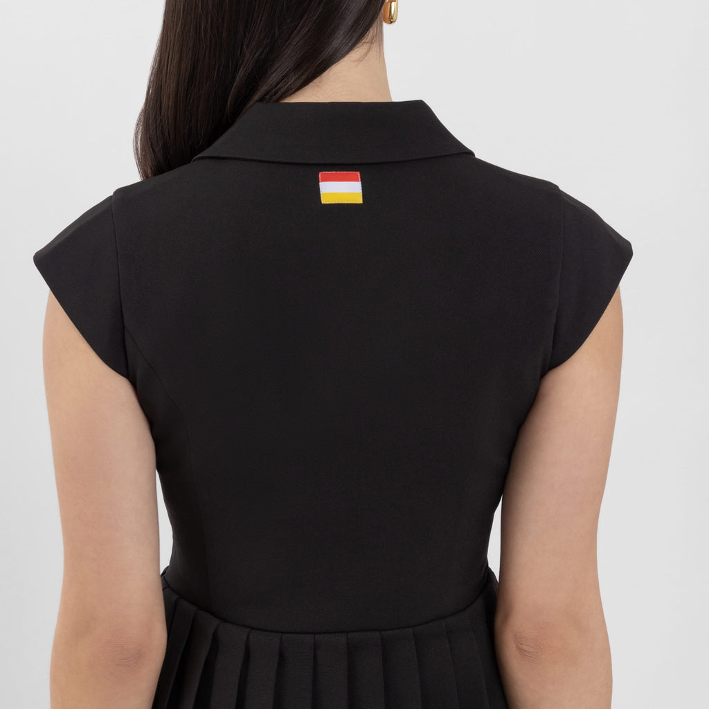 Black Collar Neck Mini Dress (Honey)