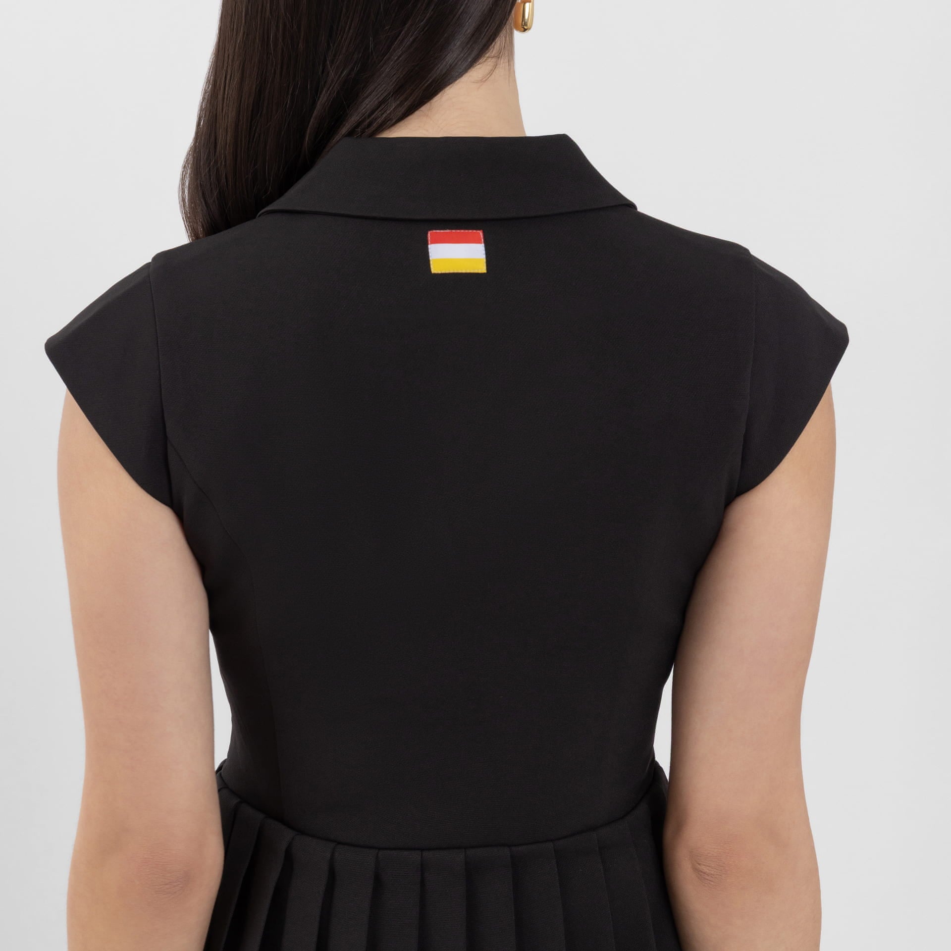 Black Collar Neck Mini Dress (Honey)