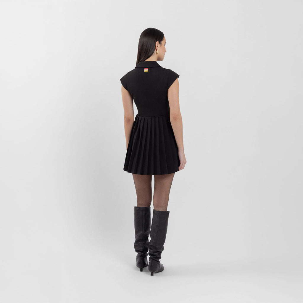 Black Collar Neck Mini Dress (Honey)