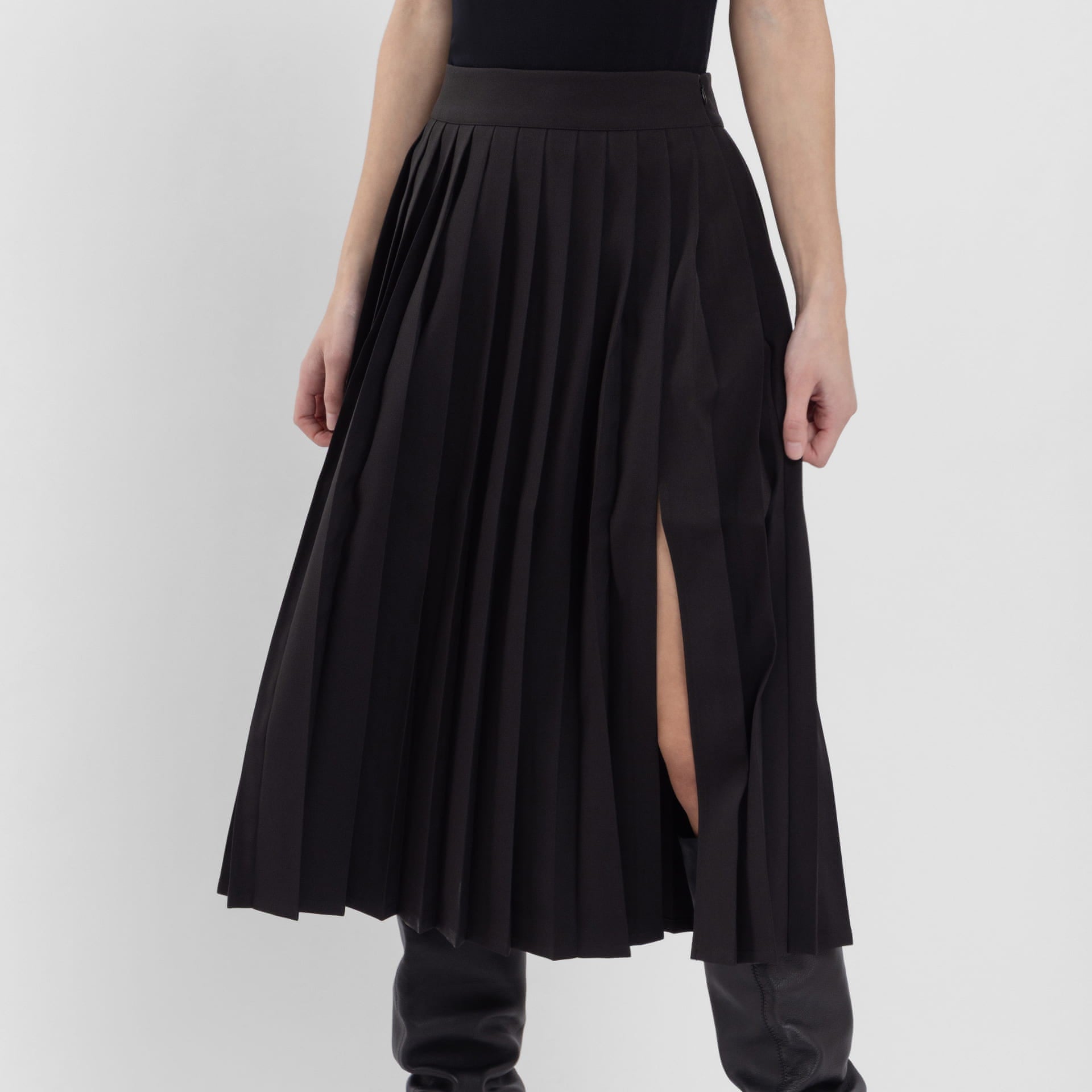 Black Full Pleated Midi Skirt (Kelly)