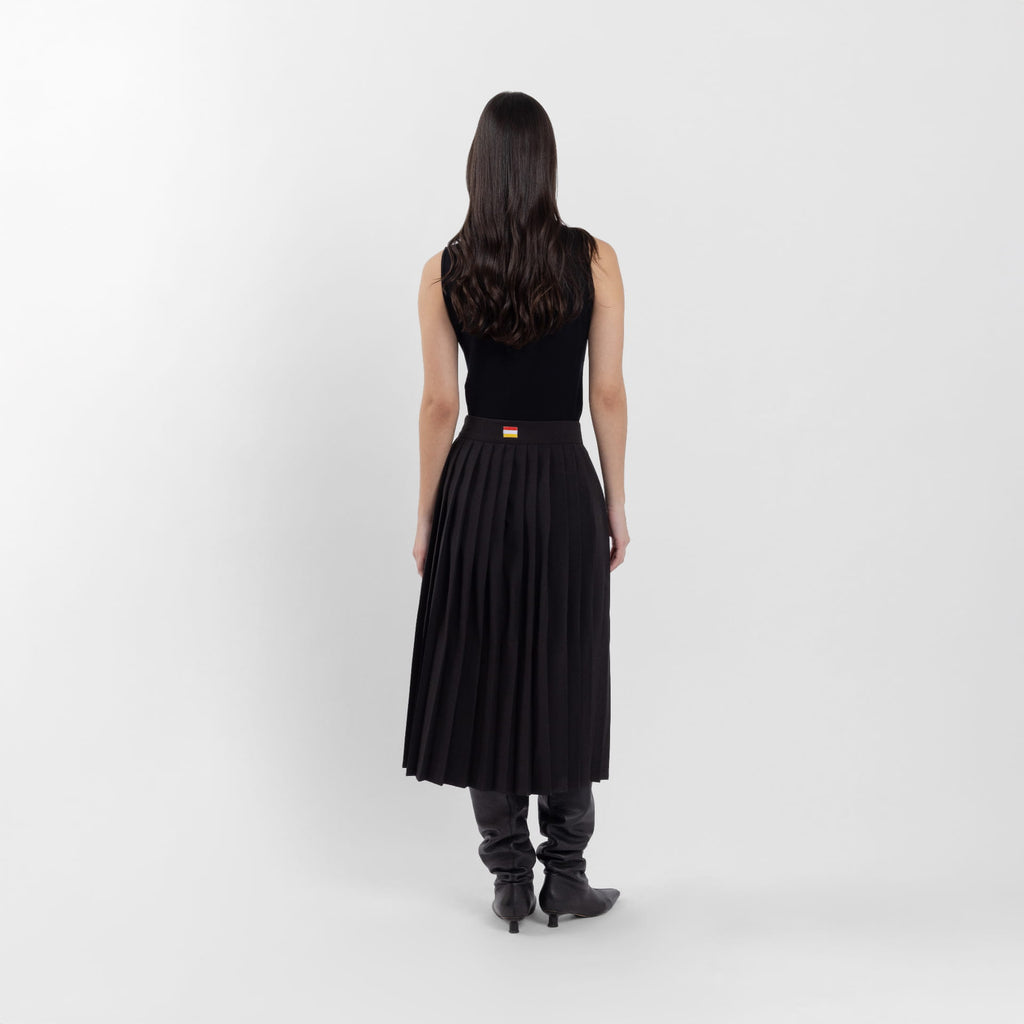 Black Full Pleated Midi Skirt (Kelly)