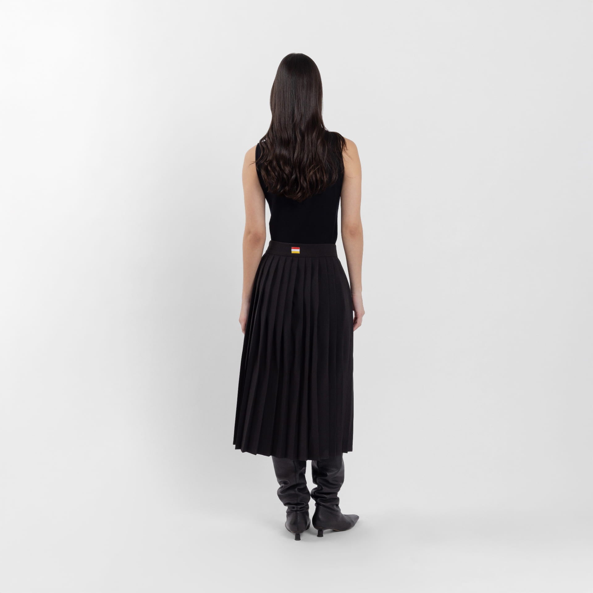 Black Full Pleated Midi Skirt (Kelly)