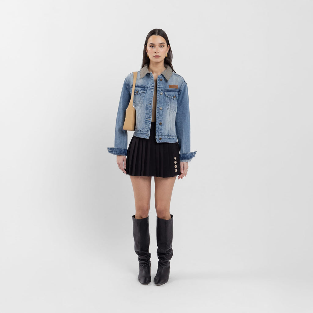 Black Full Pleat Mini Skirt (Linda)