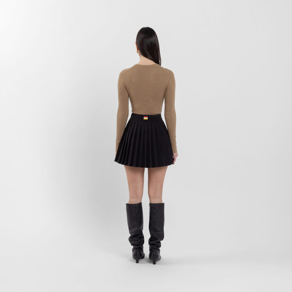 Black Full Pleat Mini Skirt (Linda)