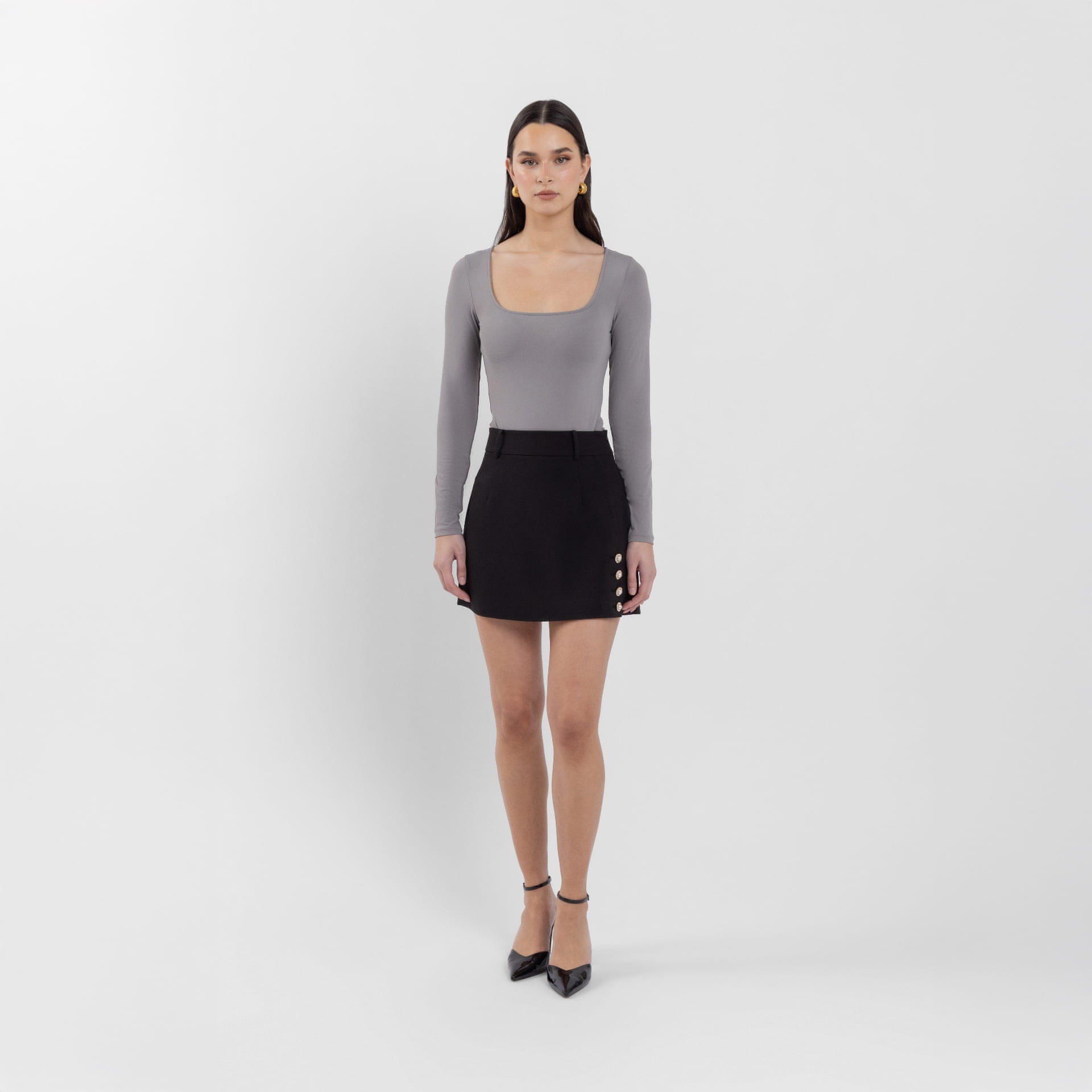 Black Plain Mini Skirt (Charley)