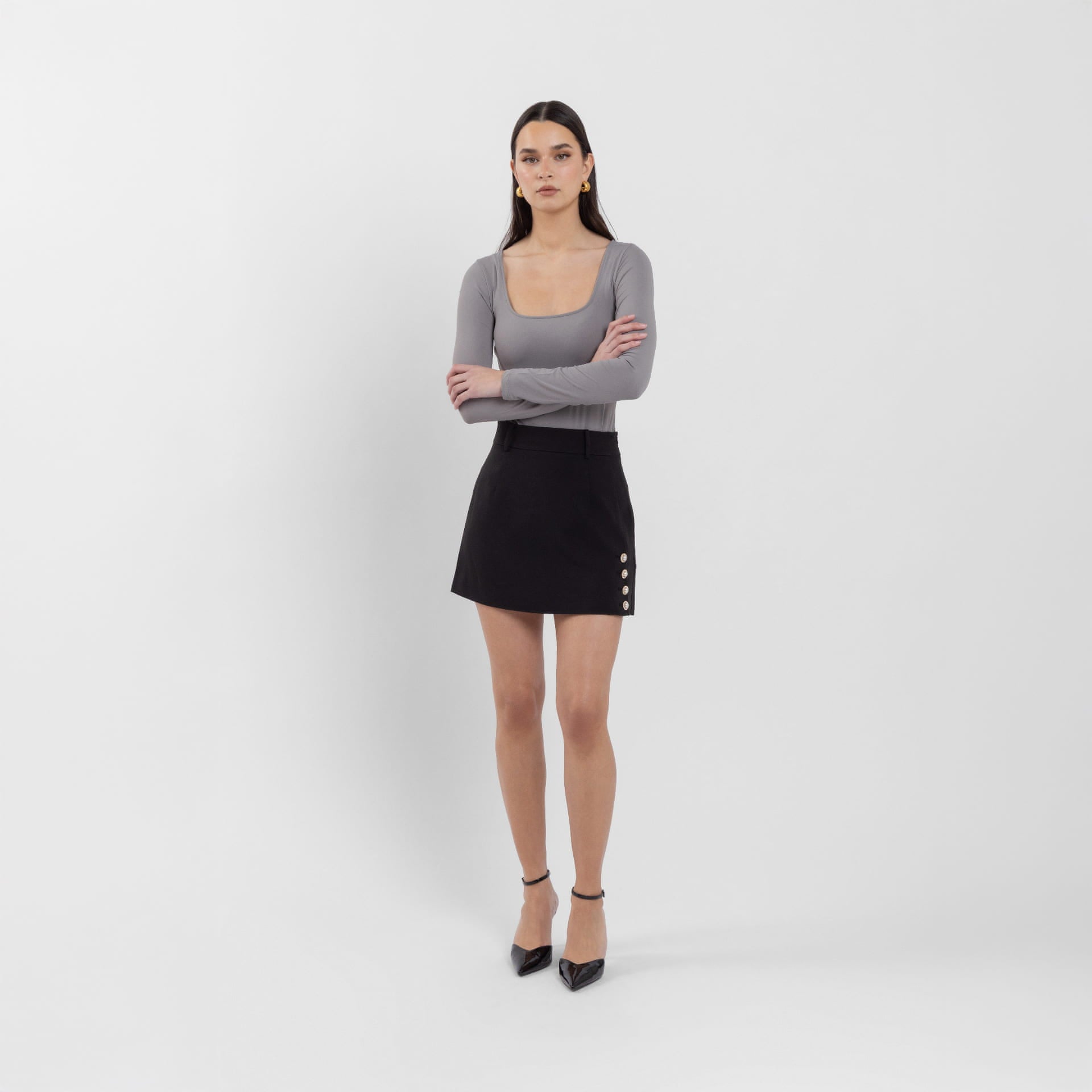 Black Plain Mini Skirt (Charley)