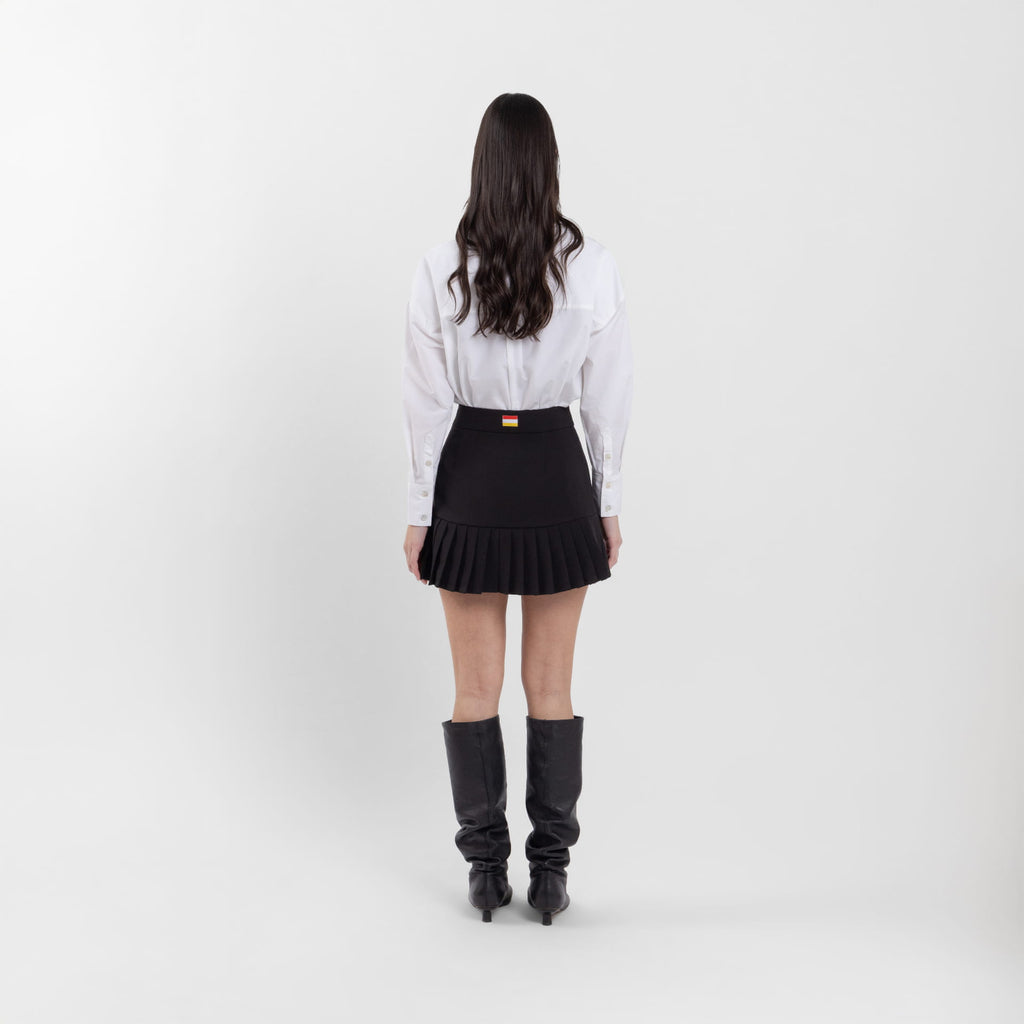 Black Quarter Pleat Mini Skirt (Casey)