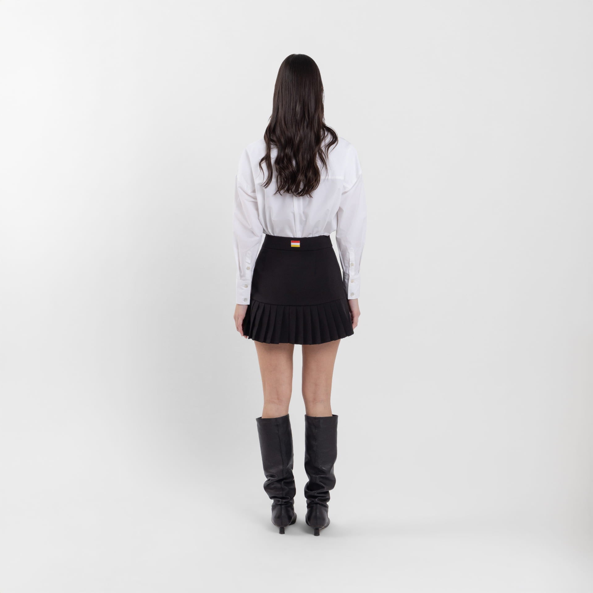 Black Quarter Pleat Mini Skirt (Casey)