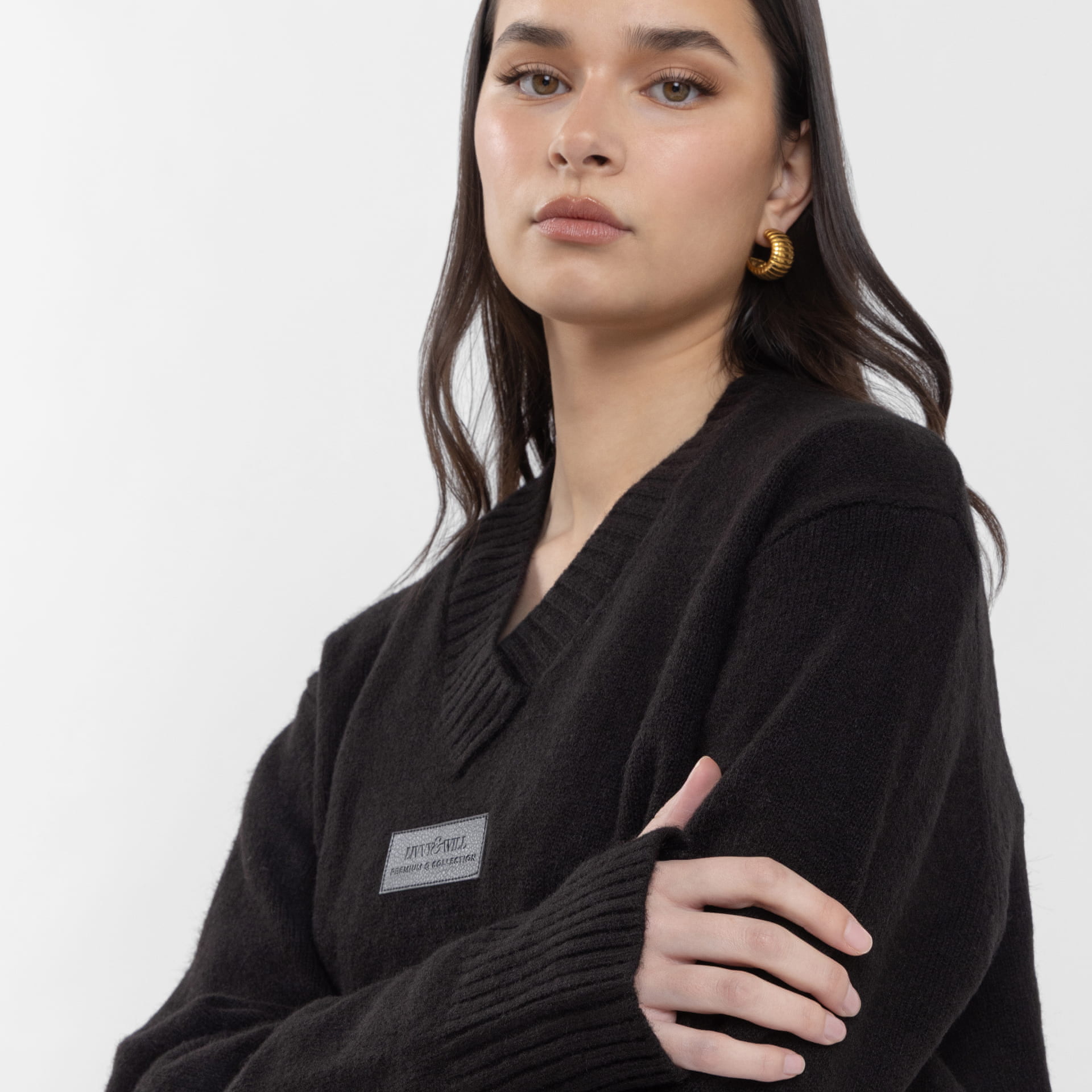 Black V Neck Knitwear (Kim) (Olivia Claire Collection)