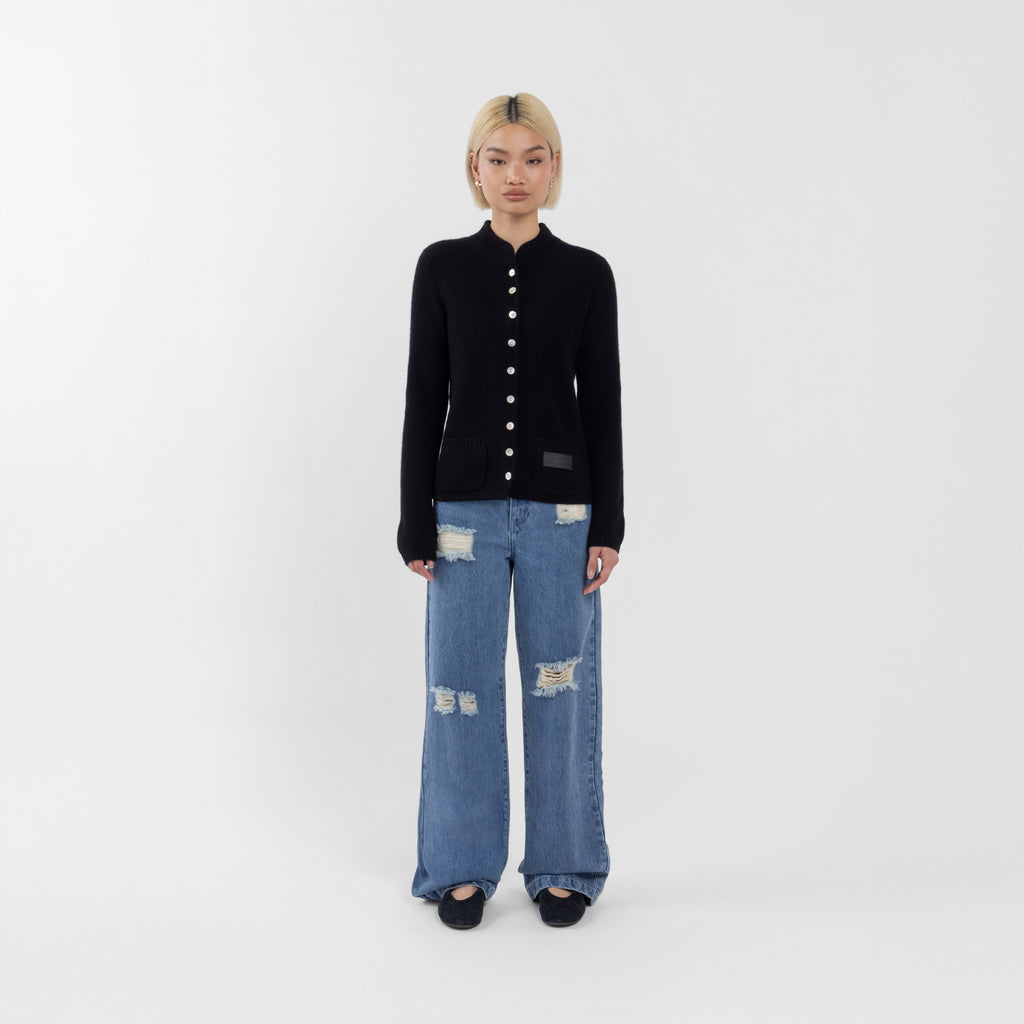 Black 100% Cashmere Cardigan (The Lee Cashmere Collection)
