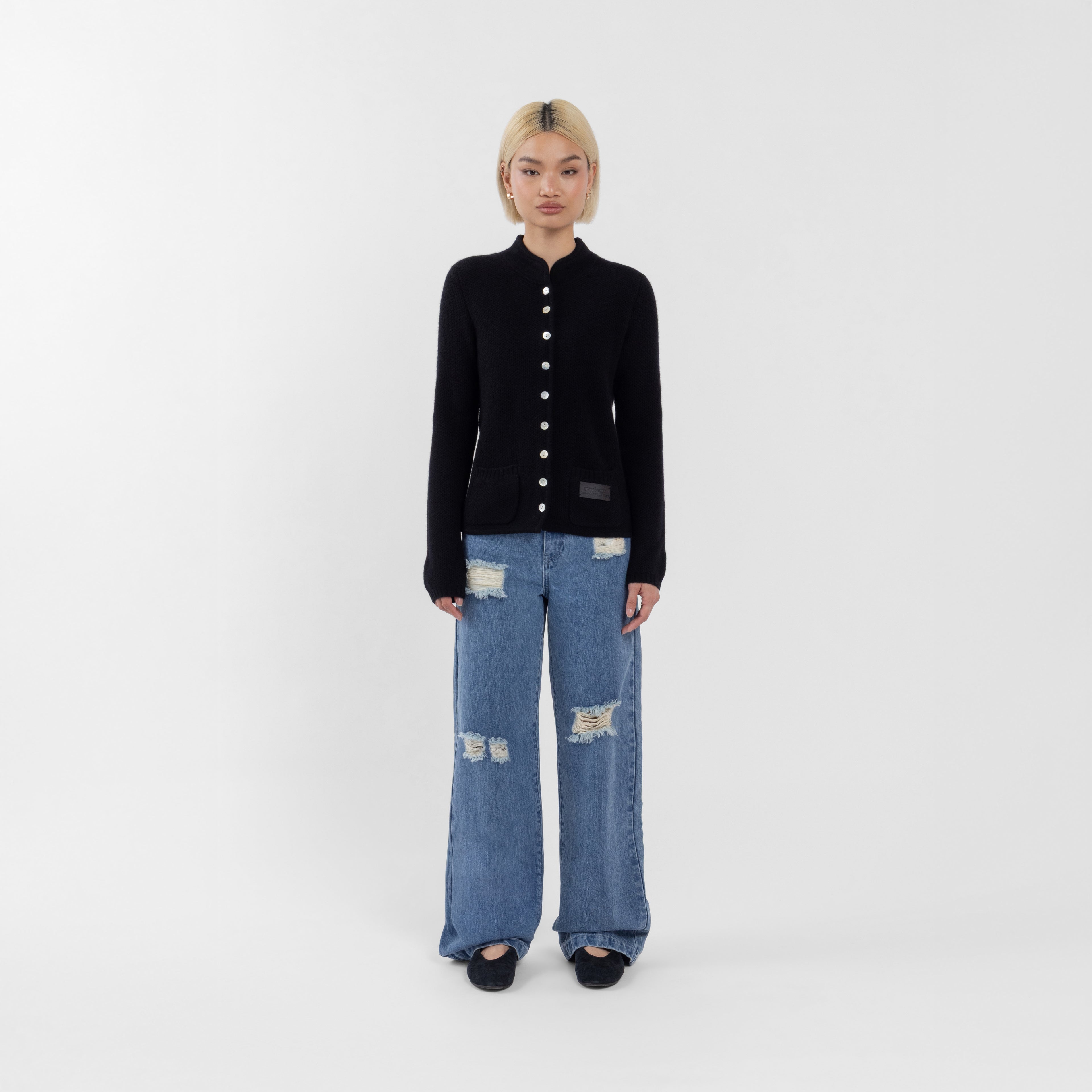 Black 100% Cashmere Cardigan (The Lee Cashmere Collection)