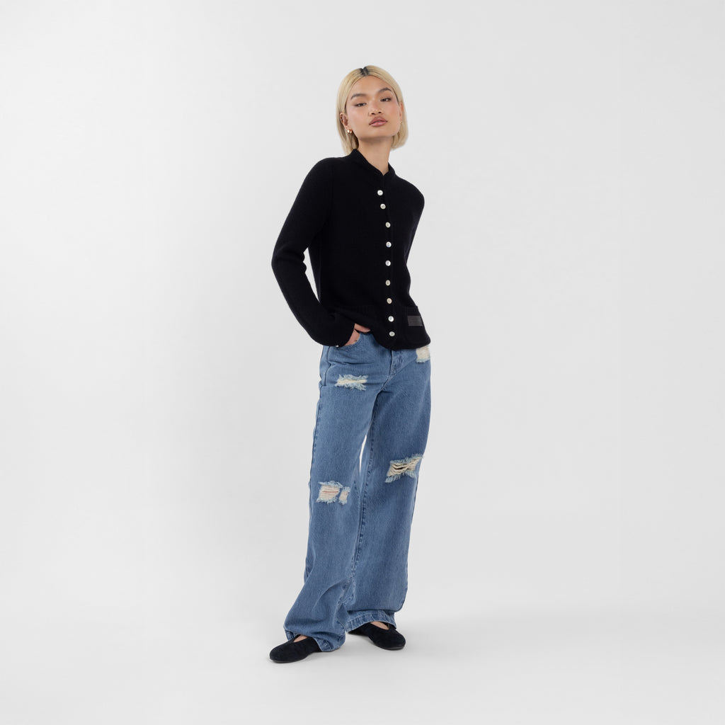 Black 100% Cashmere Cardigan (The Lee Cashmere Collection)