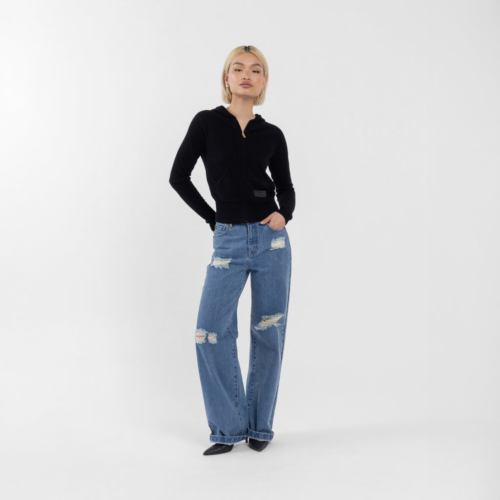Black 100% Cashmere Hoodie (The Lee Cashmere Collection)