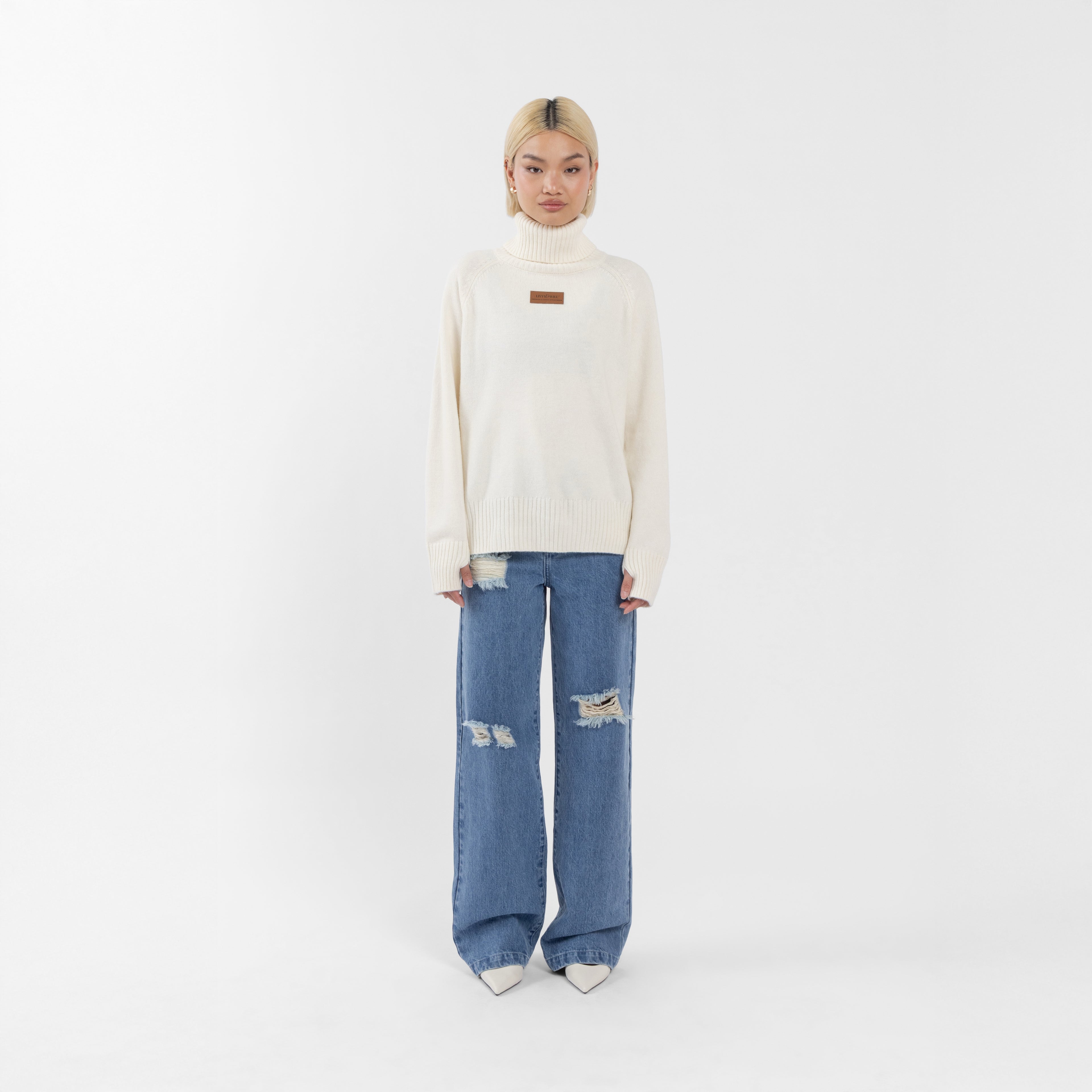 Cream Polo Neck Knitwear (Kim) (Olivia Claire Collection)