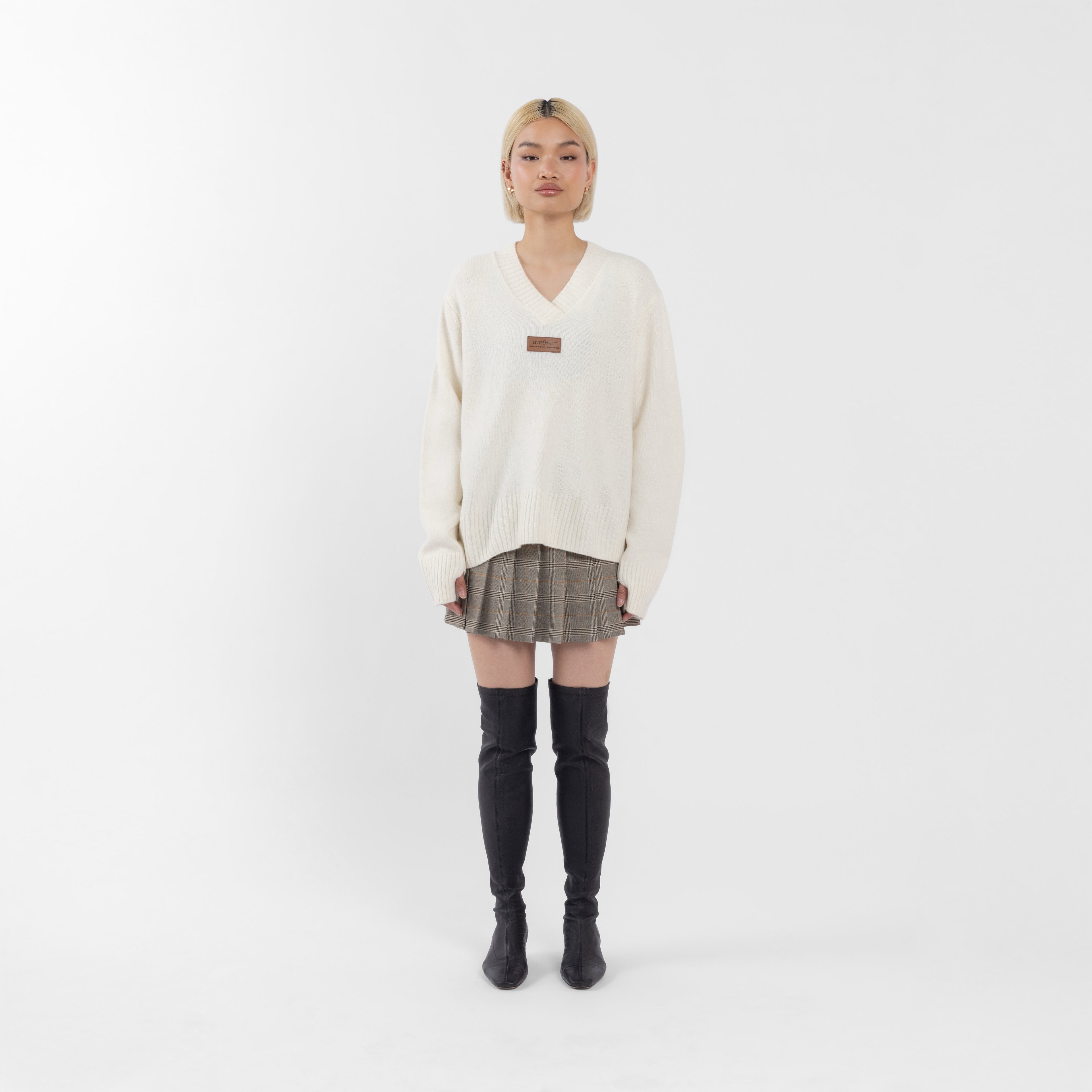 Cream V Neck Knitwear (Kim) (Olivia Claire Collection)