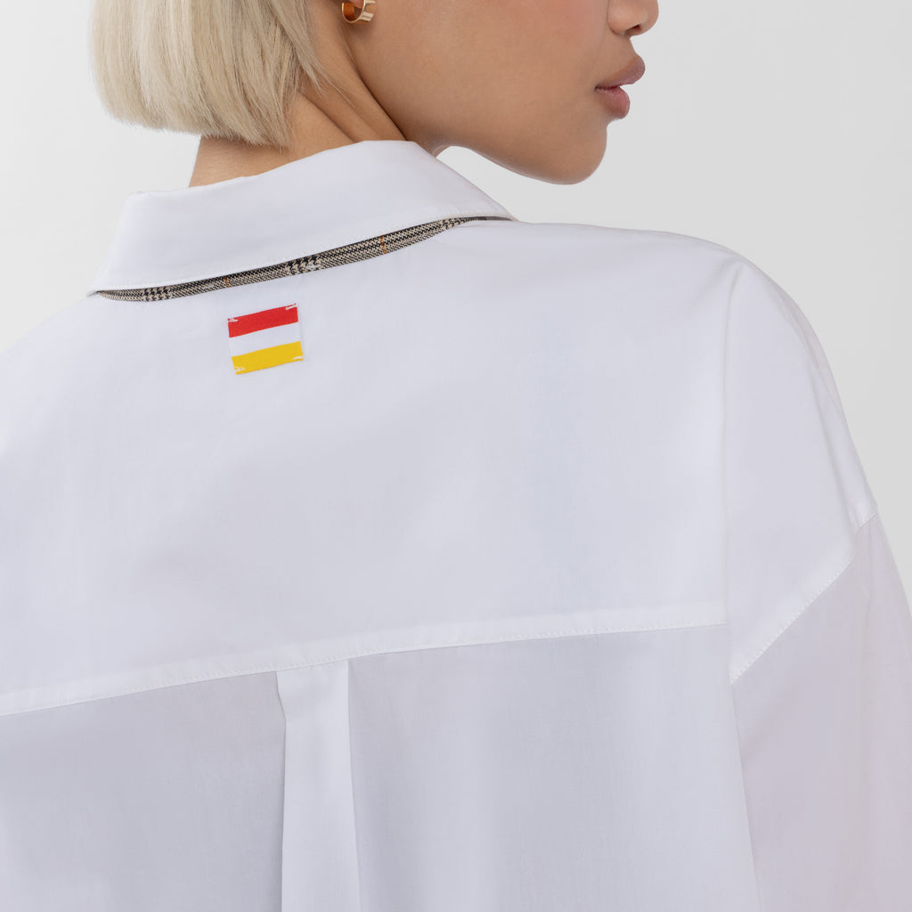 100% Cotton White Oversized Shirt with a twist (Olivia Claire Collection)